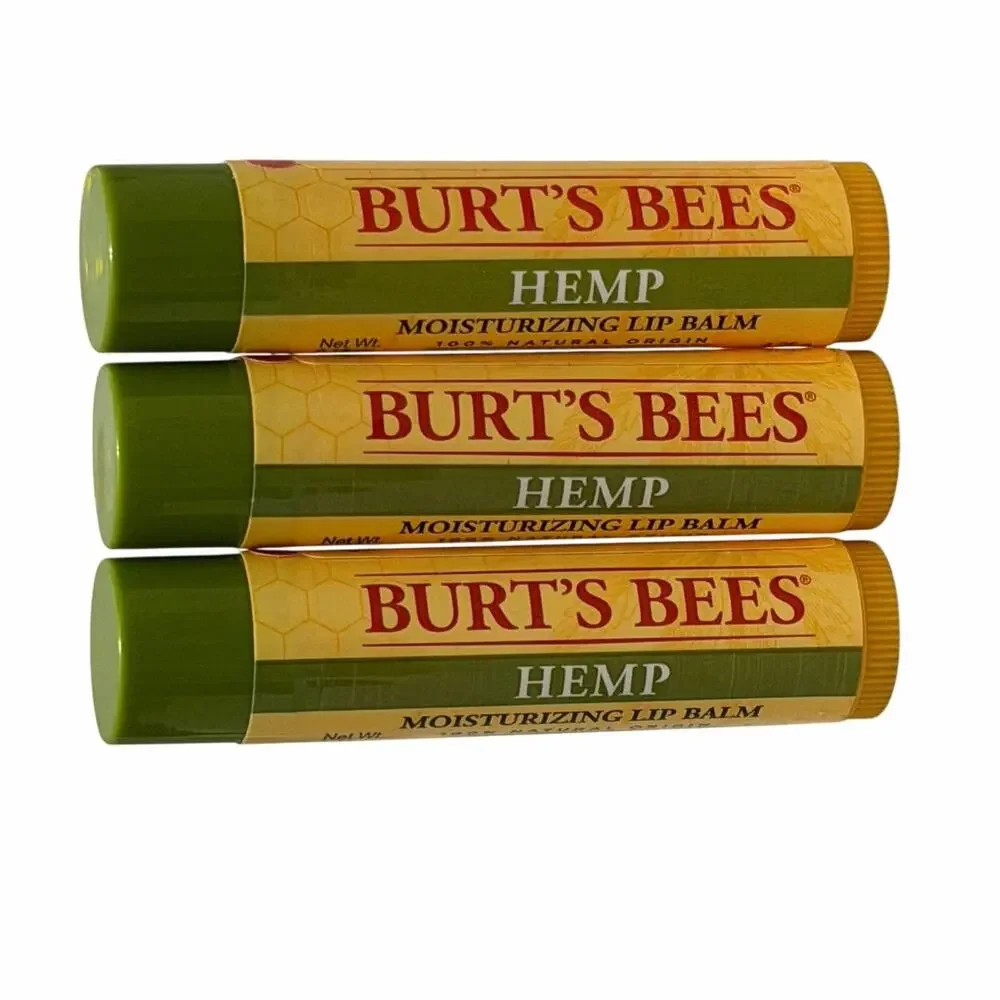 Burt’s Bees Hemp Moisturizing Lip Balm Lot .15 oz Natural Origin USA Made 3 NEW
